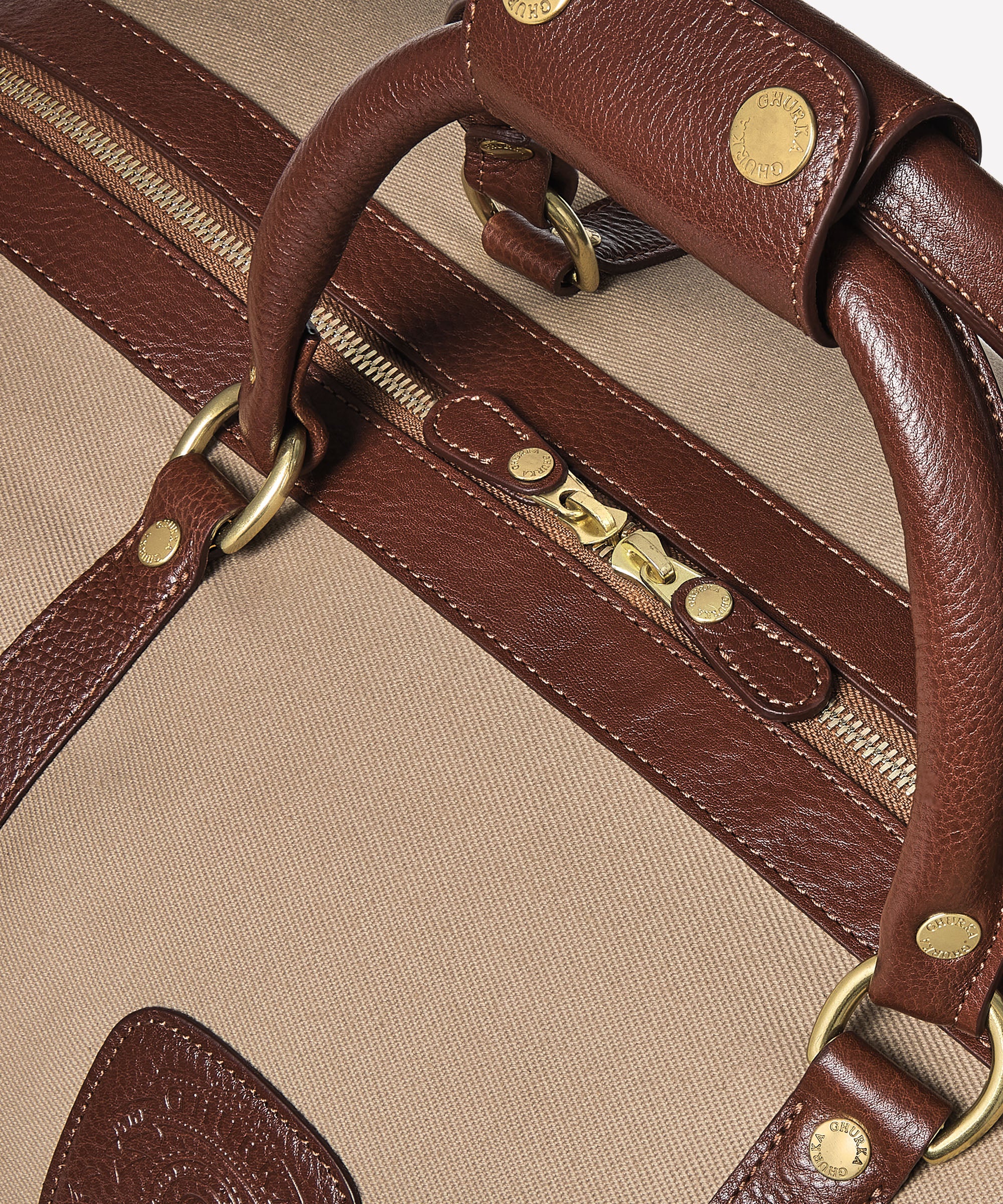 Cavalier II No. 97 | Khaki Twill - Vintage Chestnut Duffle Bag