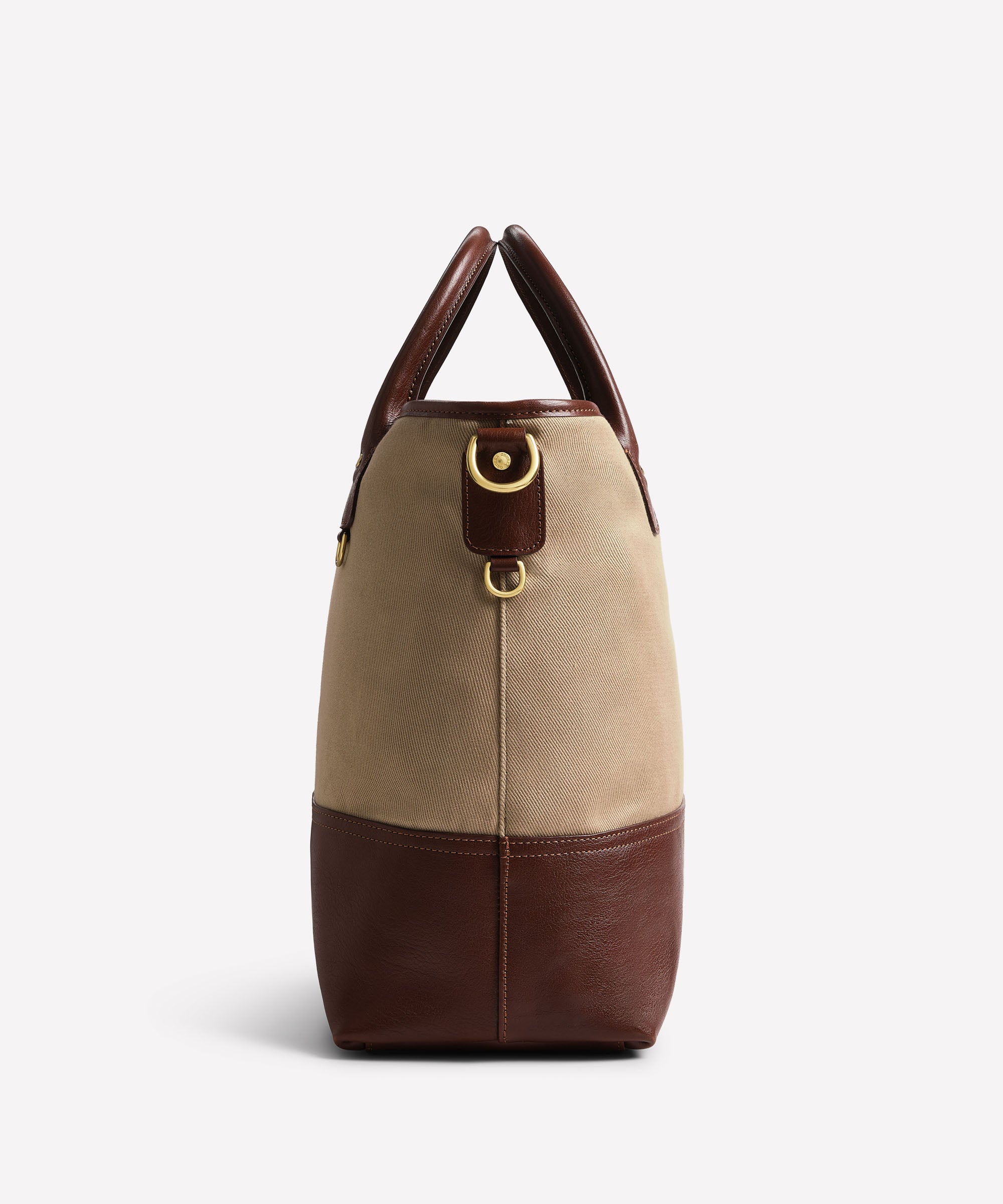Editor No. 271 | Khaki Twill - Vintage Chestnut Leather Tote – Ghurka