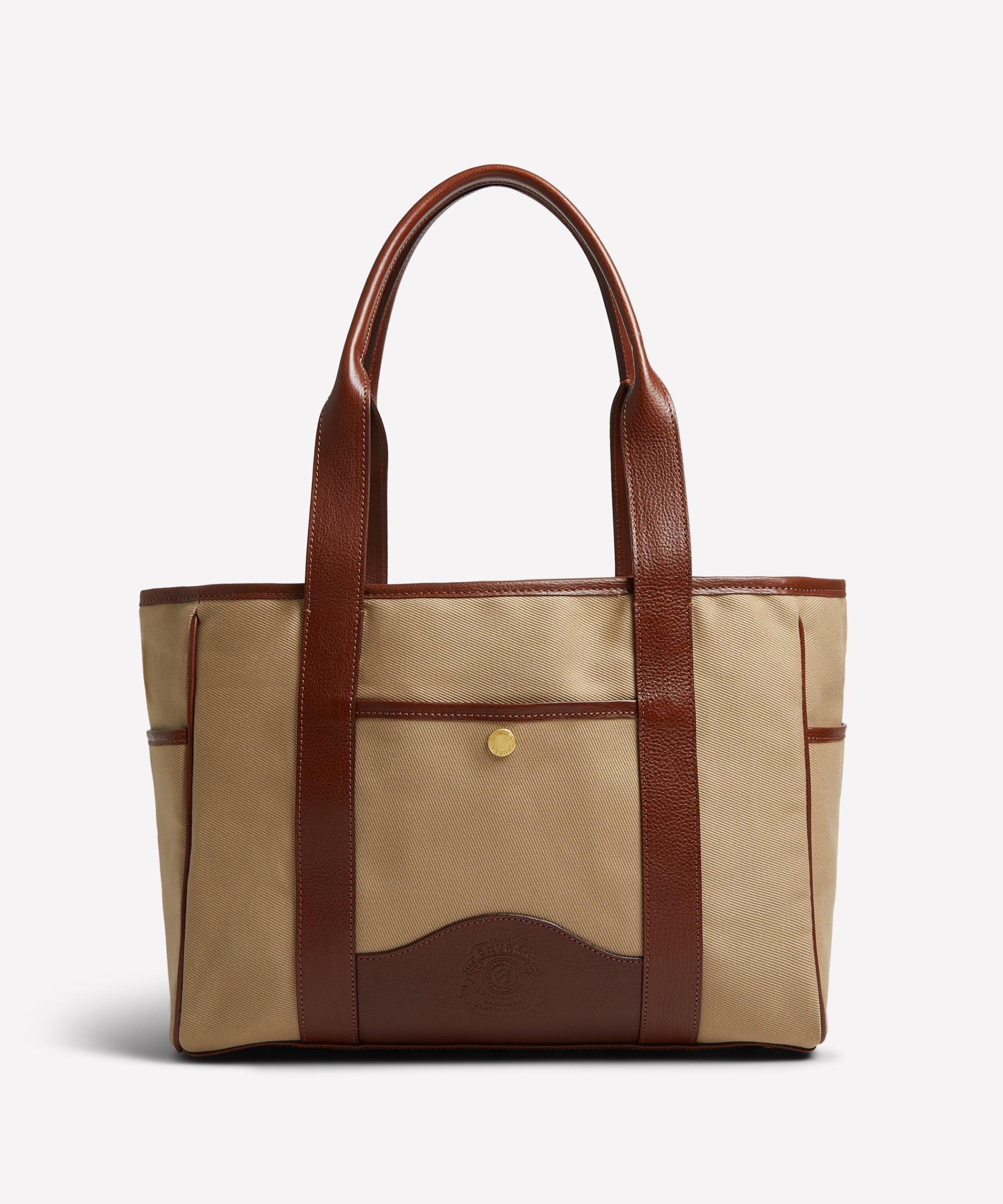 Market Tote No. 294 | Khaki Twill - Vintage Chestnut Tote Bag | Ghurka