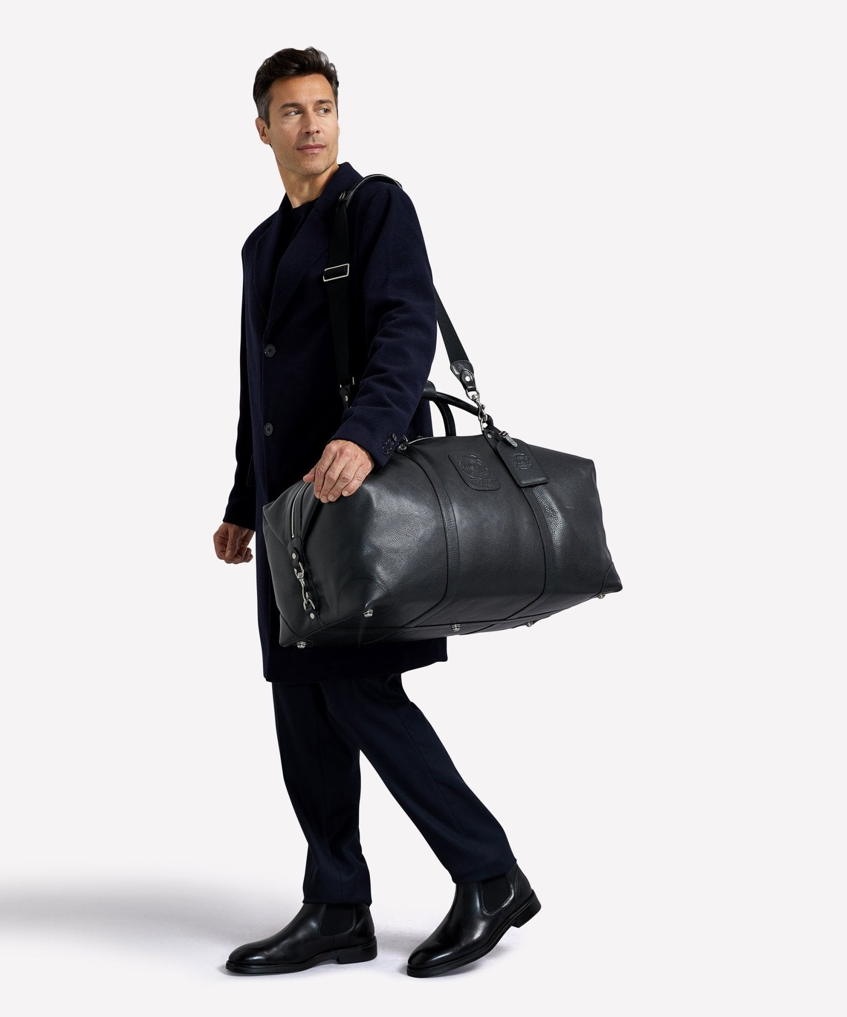 Cavalier III No. 98 | Vintage Black Leather Duffle Bag