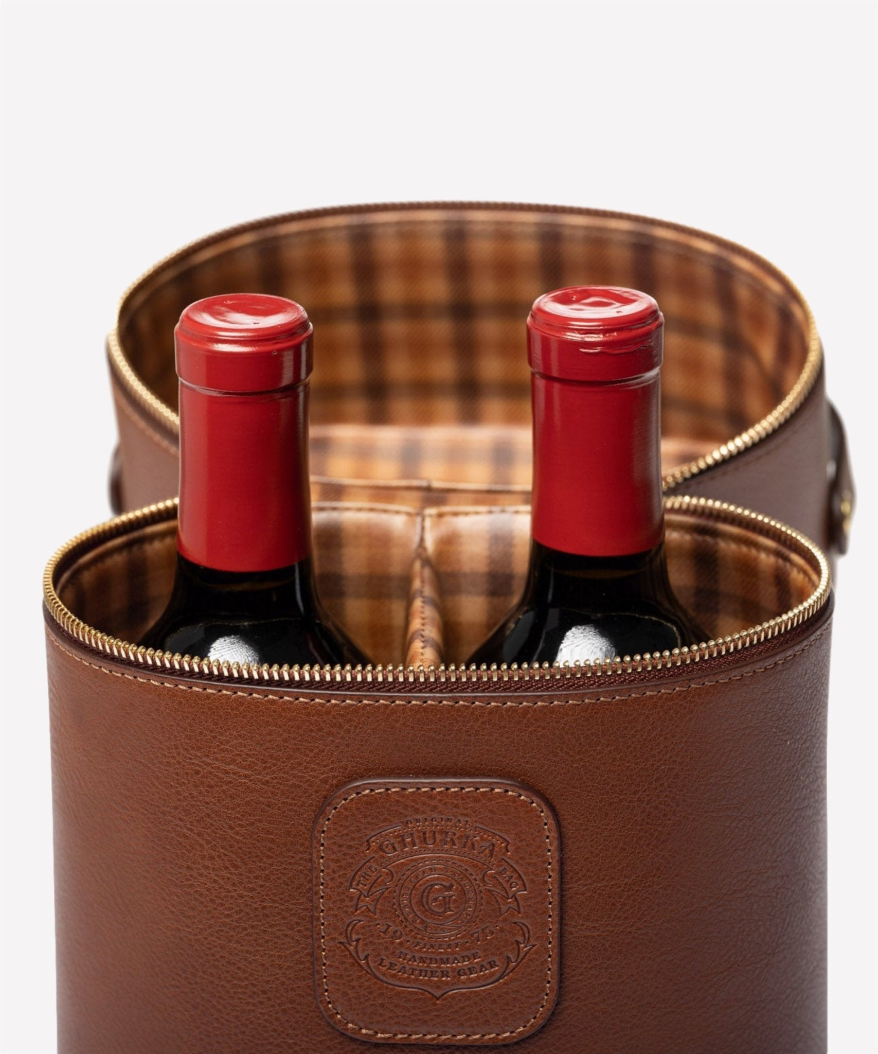 Pairing No. 285 Vintage Chestnut Leather Wine Carrier Ghurka