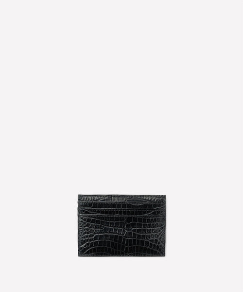 Slim Credit Card Case No. 204 | Black Crocodile Card Case | Ghurka