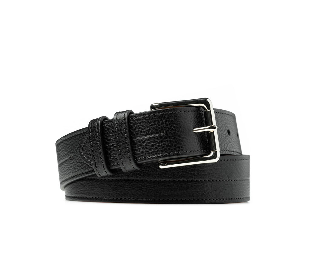 Center Stitch Belt  | Vintage Black Leather