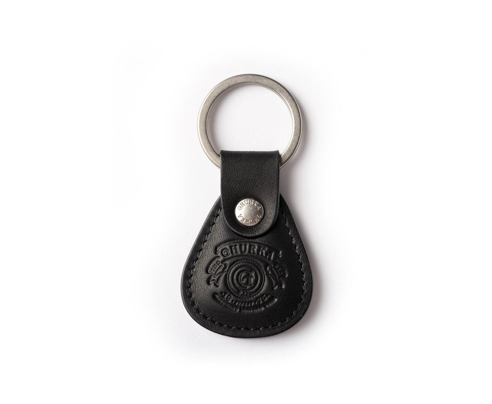 Ghurka Brass Key Ring, Black Leather Key Ring