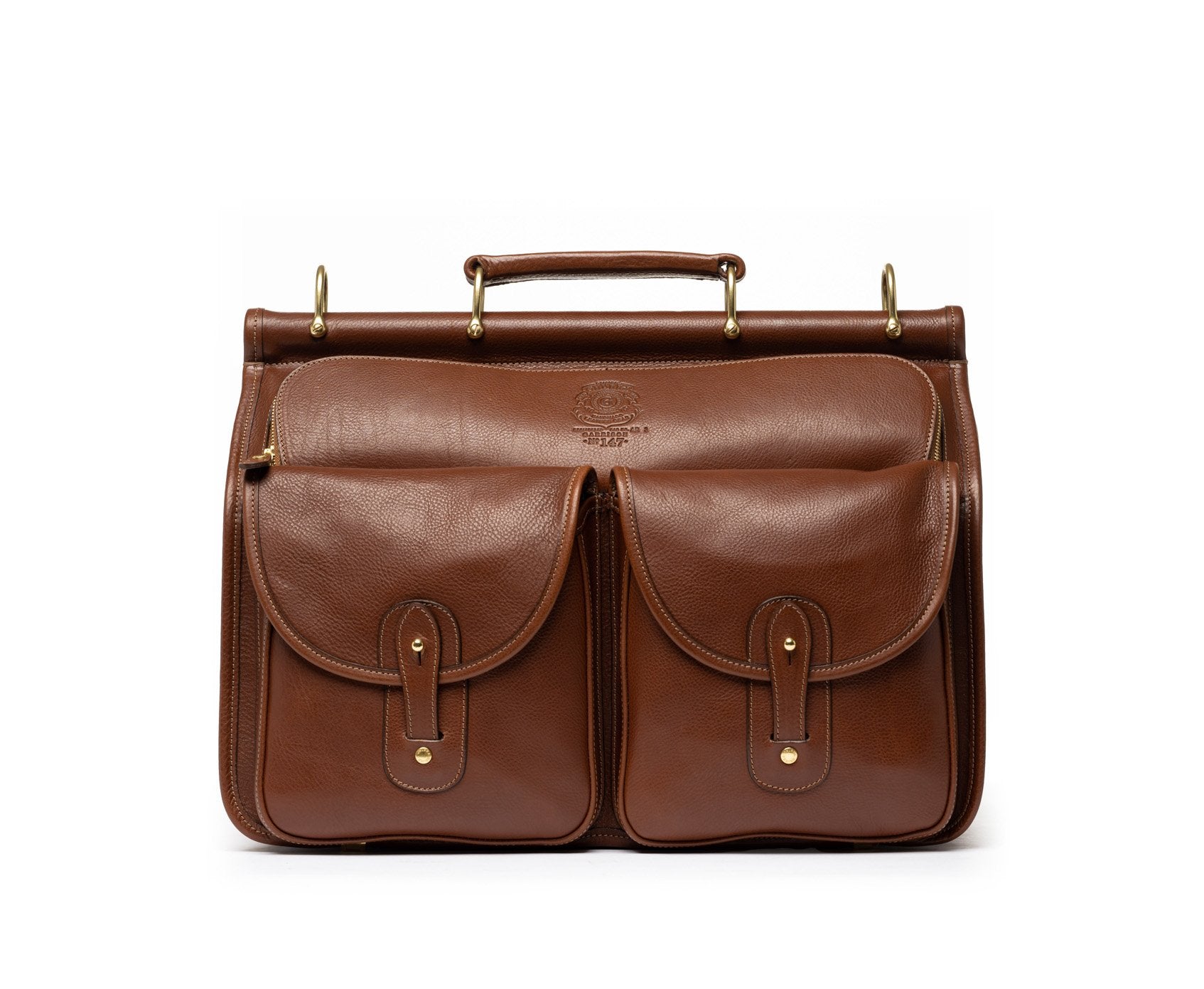 Garrison No. 147, Vintage Chestnut Leather Briefcase