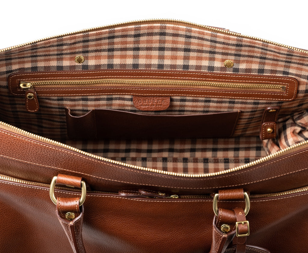 Vintage Chestnut Leather Weekender Bag- Ghurka