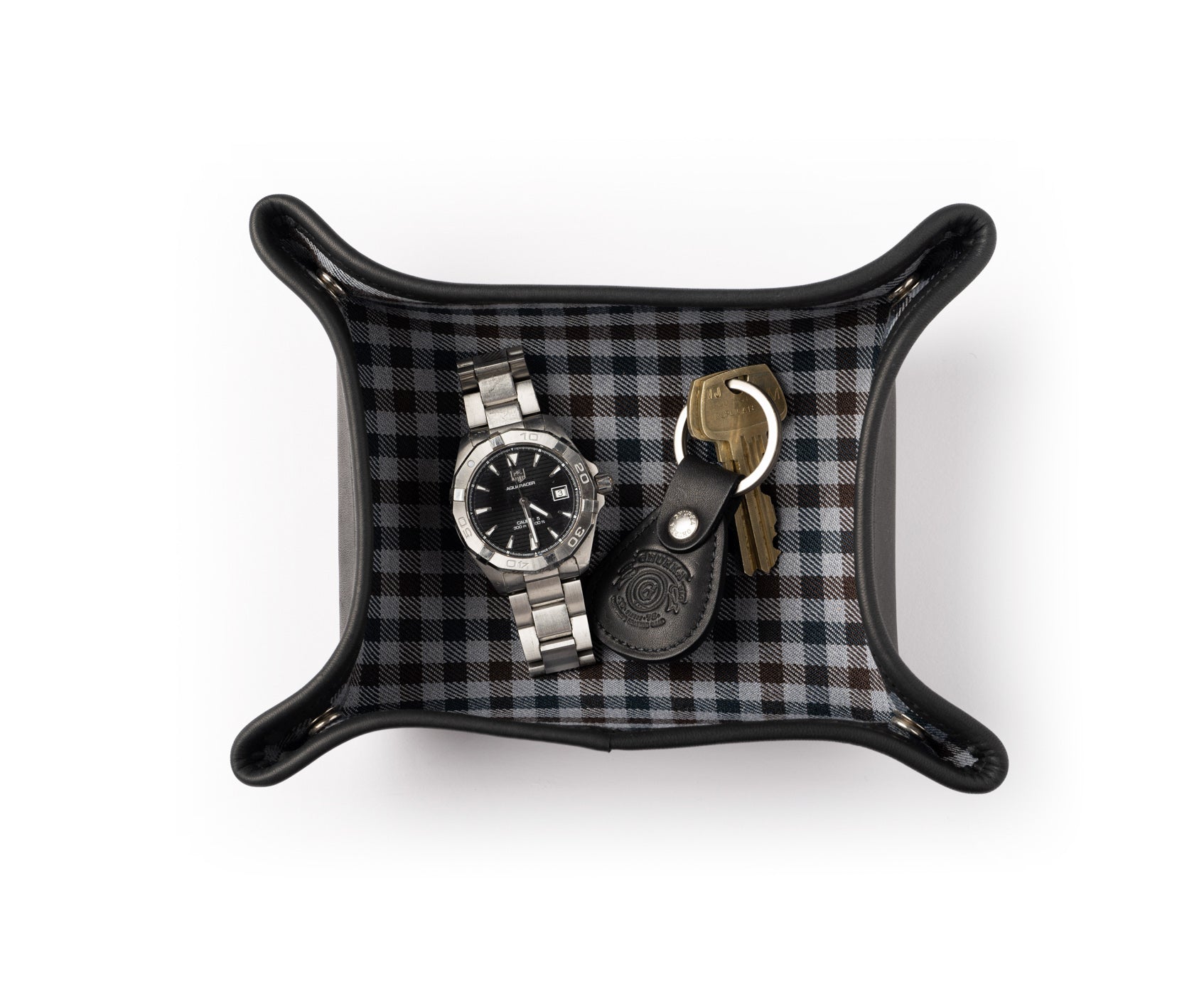 Folding Snap Tray No. 58 | Vintage Black Leather Snap Tray | Ghurka