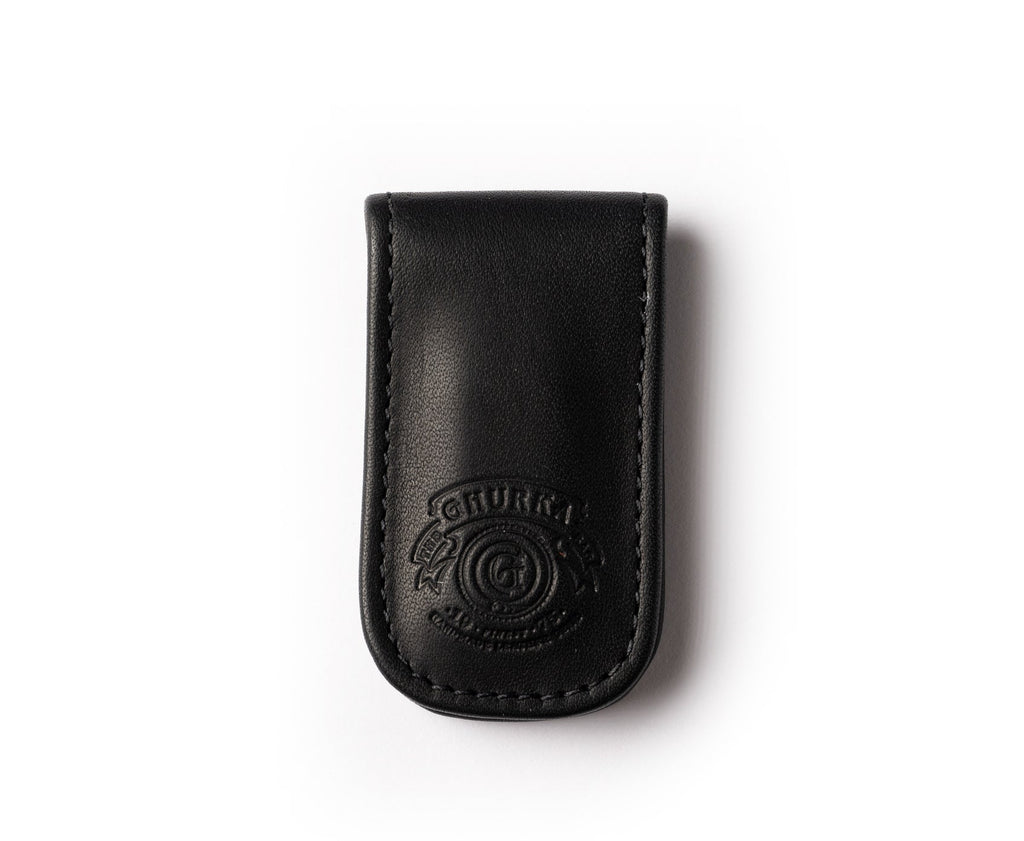 Magnetic Money Clip No. 134 | Black Leather Money Clip | Ghurka