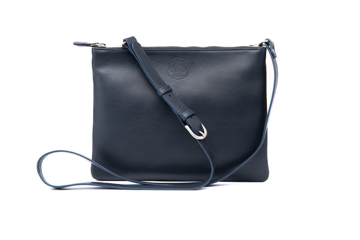 Navy leather online satchel