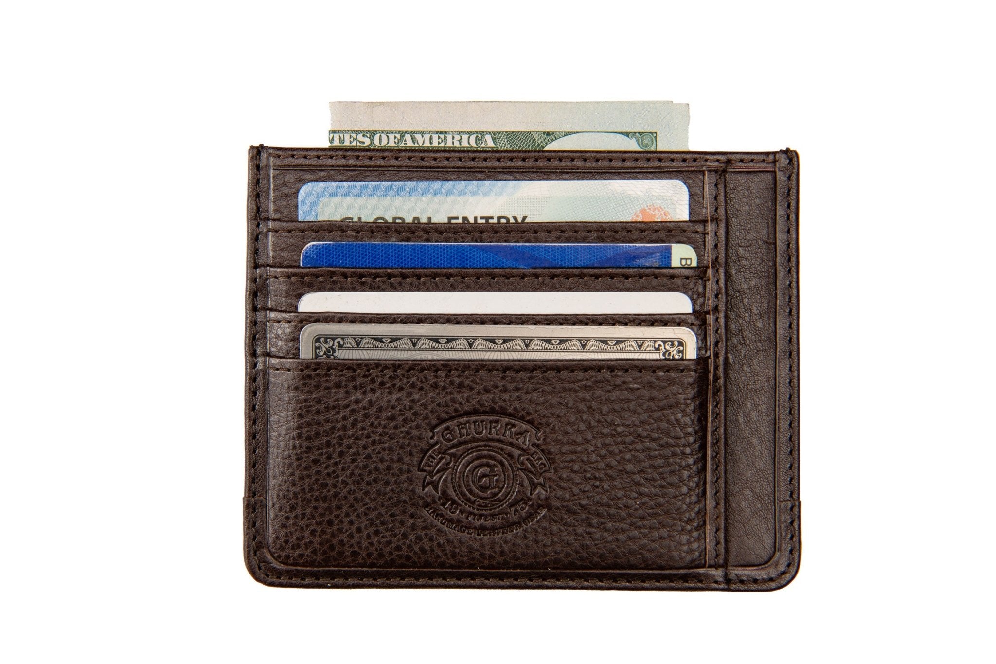 Slim Credit Card Case No. 204, Vintage Chestnut Leather Card Case