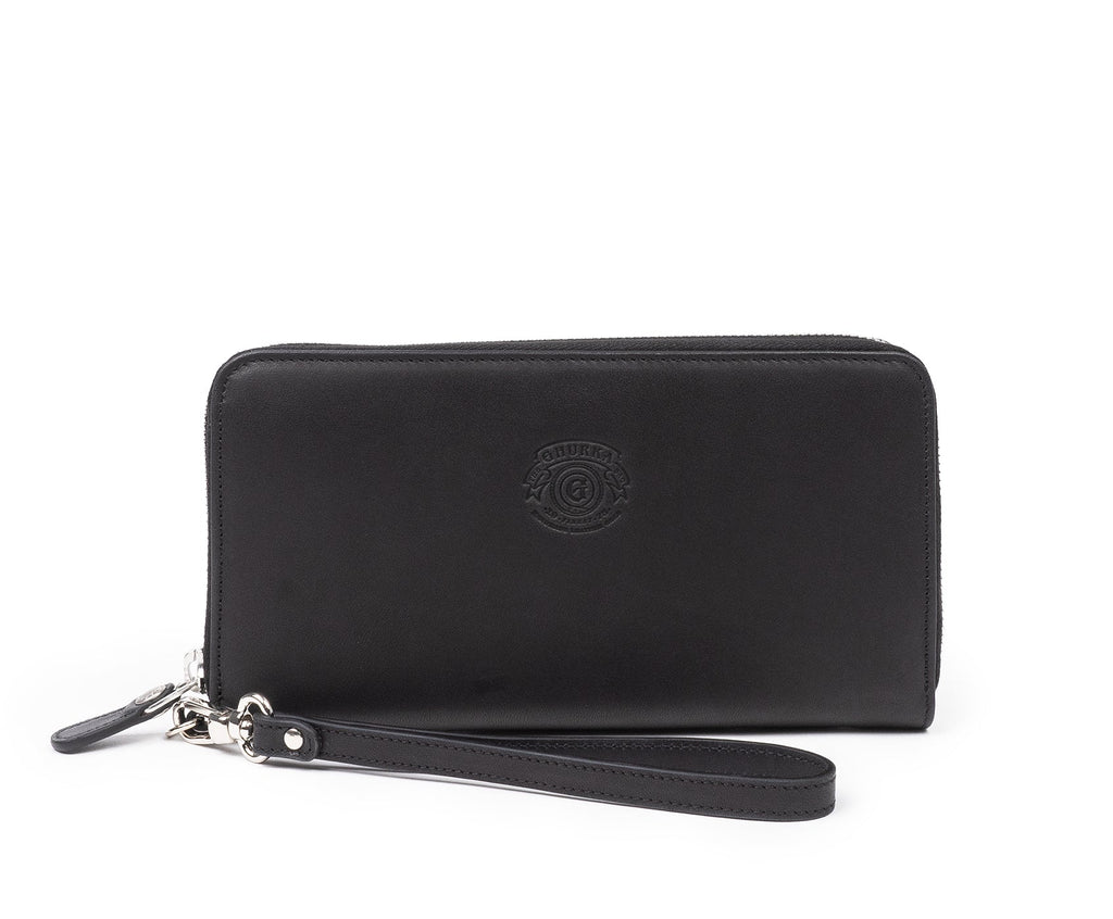 Zip Clutch Wallet No. 211 | Black Leather w/ Nickel